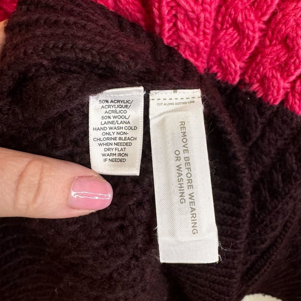 Loft Cozy Sweater Deep Purple/Pink/White XL - Picture 6 of 6